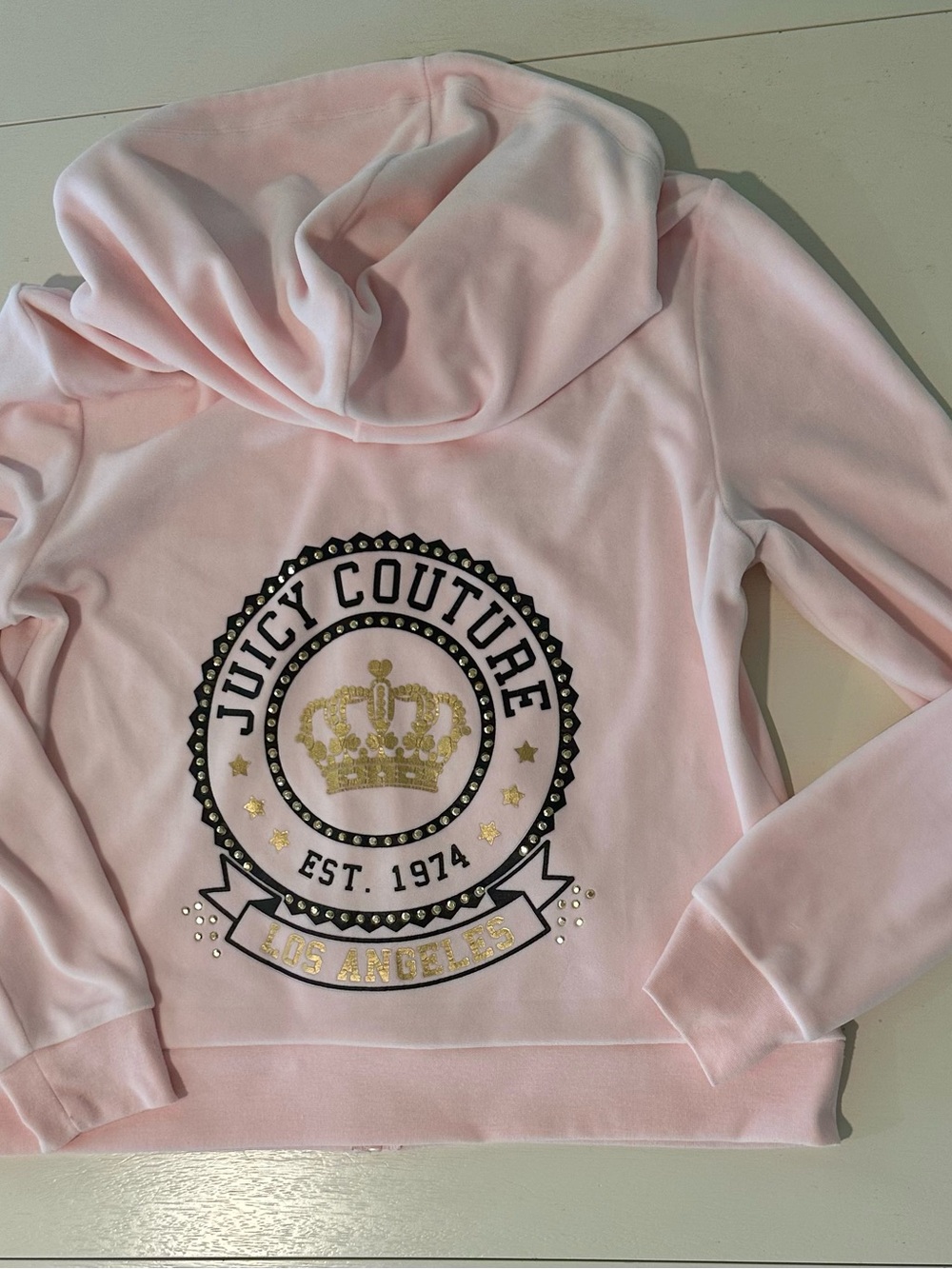 Juicy couture pink hoodie logo embellished on the back Size S